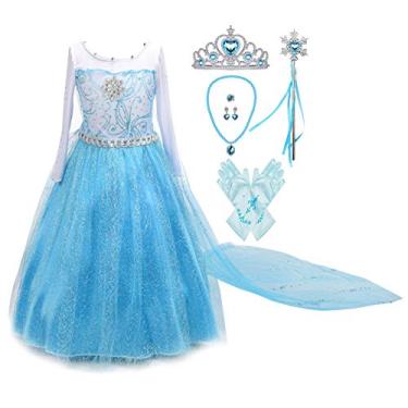 Imagem de Lito Angels Fantasia de princesa para meninas vestido de rainha da neve fantasia de Natal de Halloween com acessórios, Style F, 2T/3T