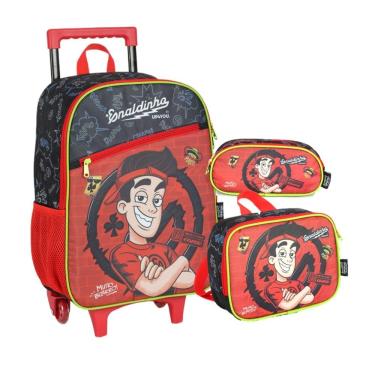 Imagem de KIT Escolar COMPLETO Enaldinho UP4YOU 3 Peças: Mochila Rodinhas G + Lancheira Térmica + Estojo Box Youtuber