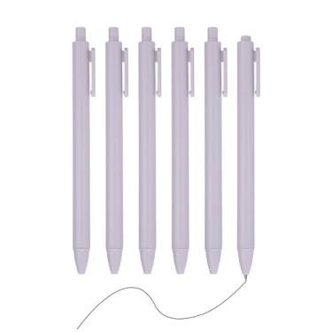 Imagem de PATIKIL Pacote com 6 canetas retráteis de 0,5 mm, canetas esferográficas retráteis, ponta fina, escrita suave, fofa, para escritório, casa, caderno, diário, roxo, cinza
