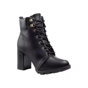 Imagem de Coturno Beira Rio Salto Alto Solado Tratorado Feminino Preto, 35