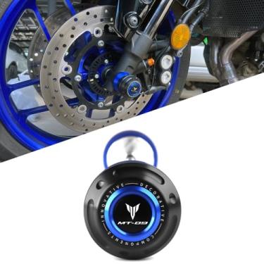 Imagem de Mokiton Protetor de colisão do eixo da roda dianteira da motocicleta compatível com YAMAHA MT-09 /SP 2018 2019 2020 2021 2022 2023 2024 | Acessórios MT09 MT 09 MT09SP (azul)