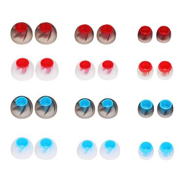 Imagem de 12 Pares 24 UNID de Fone Ouvido Intra-auricular Silicone Macio Pontas Almofadas para Fones Borda Mais Fina Uso Sem Cheiro Estimulação Reações Alérgicas Som Baixo Melhor Tenor Penetrante Isola Ruído Ex