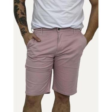 Imagem de Bermuda King & Joe Sarja Masculina Slim Plaid Rosa-Masculino