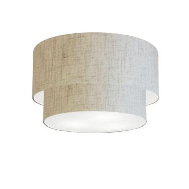 Imagem de Plafon Duplo Cilíndrico Vivare Md-3045 Cúpula Em Tecido 40x35cm - Bivolt Rustico-bege 127/220v