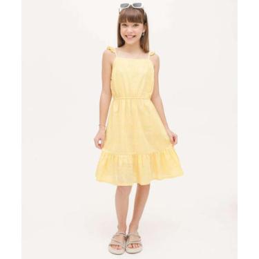 Imagem de Vestido Juvenil Brilho Lurex Babado Marisa Tam 10 a 16-16415, Amarelo,