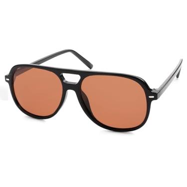 Imagem de Óculos de sol aviador retrô moderno polarizado feminino masculino anos 70 clássico vintage grande AR82278, Preto/laranja claro e vermelho