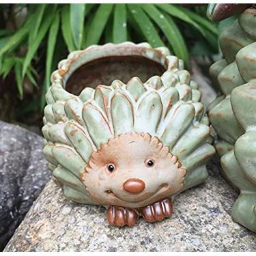Imagem de EatingBiting Vaso de flores retrô de ouriço suculenta, vaso de resina, jardim, decoração de mesa, vaso de flores, pequeno animal, vaso de resina, para casa, escritório, mesa, mini ornamento