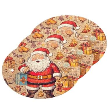 Imagem de Wassud Esponja de polpa de madeira com padrão de Papai Noel em rabisco, pacote com 3 esponjas de cozinha para limpeza, esfregão resistente para panelas antiaderentes pia banheiro, suprimentos de