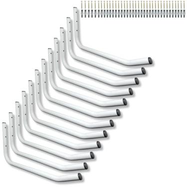 Imagem de Kit 12 Suportes De Parede Para Bicicleta Cadeira Aço Resistente Acabamento Moderno (Branco)