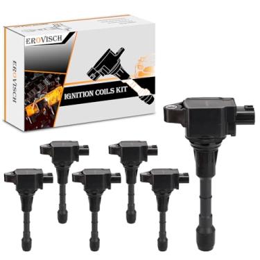 Imagem de Pacotes de bobina de ignição UF617 (conjunto de 6) - Compatível com Infiniti EX37 FX37 FX50 G37 M37 M56 Q40 Q50 Q60 Q70 Q70L QX50 QX70 Nissan 370Z - V6 V8 Motor - Substitui OEM 2244 48-EY0 0A 5C1788
