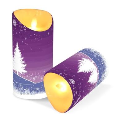 Imagem de ATTX Pacote com 2 velas brancas para árvores de Natal sem chama – Velas de pilar de LED de 7,6 cm x 15 cm com controle remoto e temporizador para casa, casamento, decoração de acampamento #513