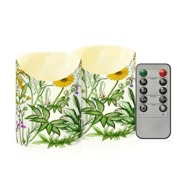 Imagem de Wassud Flores (2) velas sem chama com controle remoto, velas realistas cintilantes com temporizador, velas decorativas para Natal, casamento, festa, decoração de casa pequenas
