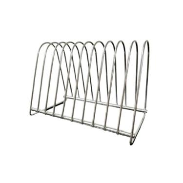 Imagem de Suporte para armazenamento de CDs Suporte minimalista de mesa para discos vinil em aço inoxidável, ideal para sala estar, quarto ou escritório