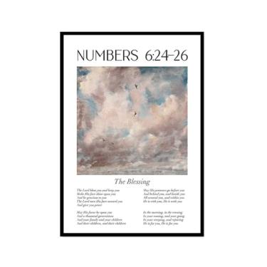 Imagem de Scripture Psalm Collection Monet Van Gogh Famosa pintura em aquarela impressa versículo bíblico pôster em tela decoração de parede de casa cristã (SKU14,12x45,7 cm = (30 x 45 cm), moldura preta)