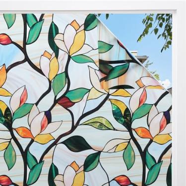 Imagem de DKTIE Película de privacidade para janela de banheiro, processo de estampagem a quente com textura de tela branca, película de privacidade bidirecional dia e noite, brilho de filtragem de proteção UV