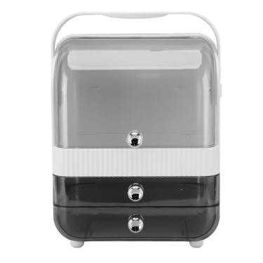 Imagem de Organizador de maquiagem com 2 gavetas, estojo de exibição de cosméticos para animais de estimação, suporte para cuidados com a pele, caixa de armazenamento com tampa para bancada (S)