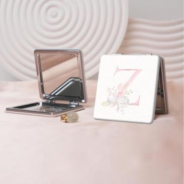 Imagem de Espelho de maquiagem portátil estilo carta minimalista, mini espelho de maquiagem portátil dobrável, espelho de bolso flip de dupla face com ampliação, adequado para todos em várias ocasiões