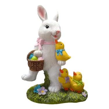 Imagem de YECRUX Decoração de coelho com bebê ganso decoração de quintal ao ar livre, decorações de coelho para casa, jardim, estátuas ao ar livre, estatuetas de coelho da Páscoa, presentes para mães
