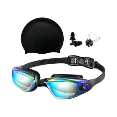 Imagem de Óculos De Natação Antiembaçante Com Proteção UV, Touca De Silicone, Cl