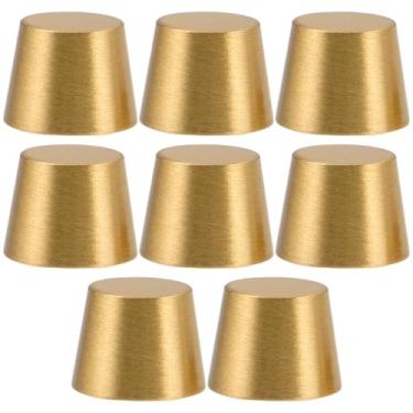 Imagem de SEWACC 8 peças de pés de tábua de corte de madeira de latão, 0,47 x 0,9 cm, bandeja de exibição de placa de madeira, pés elevados, pernas para caixas de joias, móveis pequenos