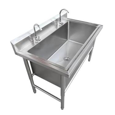 Imagem de Conjunto de pia de cozinha de restaurante comercial de aço inoxidável de aço inoxidável, pia industrial, pia de aço inoxidável com torneira (100 cm/39,4 pol.)