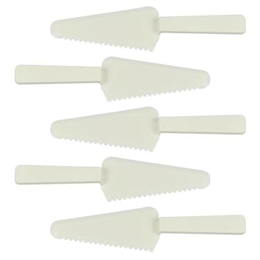 Imagem de Servidor de cortador de bolo de plástico embalado individualmente de 23 cm – Faca de espátula branca para torta, pizza, pastelaria, casamento e buffet (branco, 5)