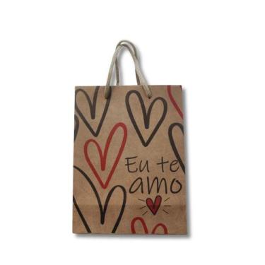 Imagem de Sacola de Papel Kraft Personalizada Dia das Mães (25x20x8cm) - mf emba