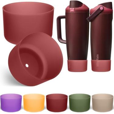 Imagem de Mity rain 2 peças de bota de silicone para garrafa de água Owala 30 acessórios de 1,134 g, bota translúcida para balançar/torcer FreeSip, protetor inferior de manga protetora antiderrapante (cereja