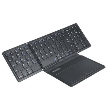 Imagem de Teclado Sem Fio Plegável SK-B055 com Touchpad de Couro Função Completa para Celular Tablet PC Escritório Empresarial Ultra-Fino Portátil Viagens