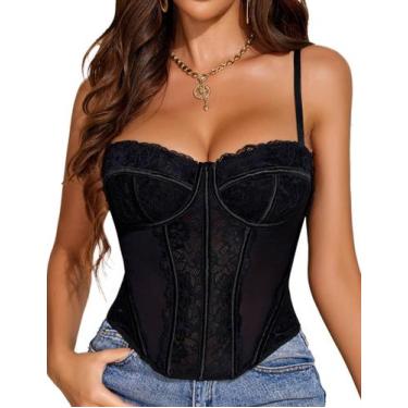 Imagem de Blusa de espartilho Avidlove Black Lace Bustier Underwire Gothic Women