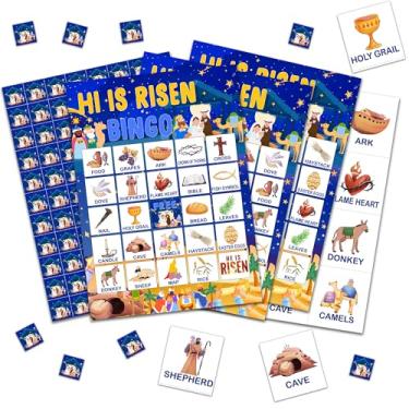 Imagem de He is Risen Bingo Card Games, Easter Bible Party Bingo Game for Adults Friends Large Group, Ideal Gifts for Spring Resurrection Party Activities, Easter Spring Themed Party Decorations Favors -A18