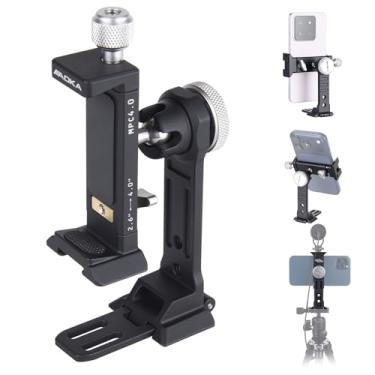 Imagem de AOKA MPC40 Suporte de tripé para celular, adaptador de tripé de smartphone de alumínio com sapata fria, suporte de tripé de telefone de metal para iPhone 16/15/14/13/12/11 Max Pro iPhoneX/XR/Xs Max