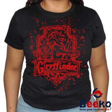 Imagem de Baby Look Grifinória 100% Algodão Harry Potter Blusa Feminina Hogwarts