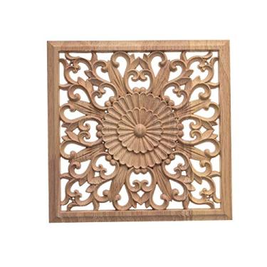 Imagem de Guarnição de madeira decorativa no centro de mobiliário doméstico, decalques de artesanato esculpidos, decalques de porta de mobília sem pintura, decorações de armários, várias combinações(2PCS,B)