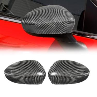 Imagem de FINMOKAL Tampas de proteção de espelho de fibra de carbono real, acabamento de capa de espelho retrovisor de porta lateral compatível com Fiat 500/595/695 Abarth 2009-2024 (preto)