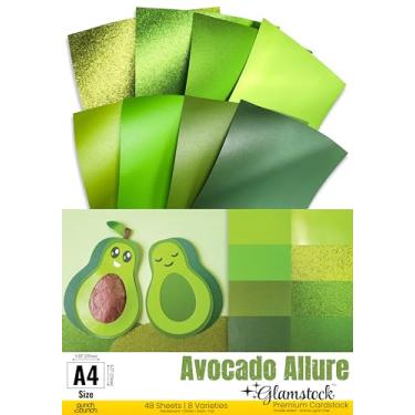 Imagem de Punch Bunch Abacate Allure Glamstock – Livro de cartolina verde premium com papéis perolados, cetim, alumínio e glitter, 48 páginas, tamanho A4, para álbuns, artesanato e convites