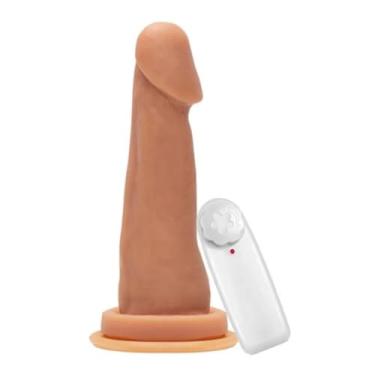 Imagem de Prótese Maciça Com Vibro E Ventosa 16 X 4,7Cm Brinquedo Adulto Robusto Dildo Curto e Grosso VVN09 (NATURAL)