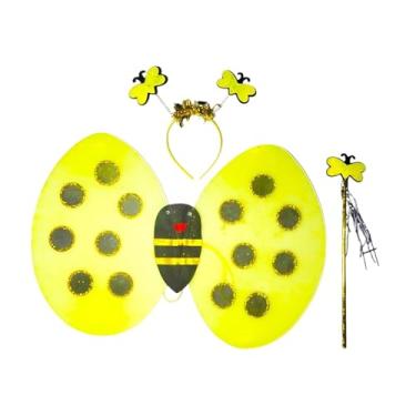 Imagem de oshhni Fantasia infantil de abelha com asas, antenas, tiara e varinha, perfeita para apresentações de palco e festas, Style a