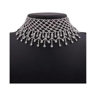 Imagem de Colar Choker Multicamadas Com Franjas De Strass Para Mulheres, Joia De