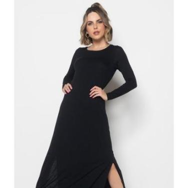 Imagem de Vestido Salvatore Fashion Longo Manga Longa Malha Feminino-Feminino