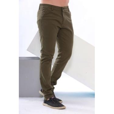 Imagem de Calça De Sarja Reta Skinny Slim Masculina Com Lycra - DIVERSAS CORES -