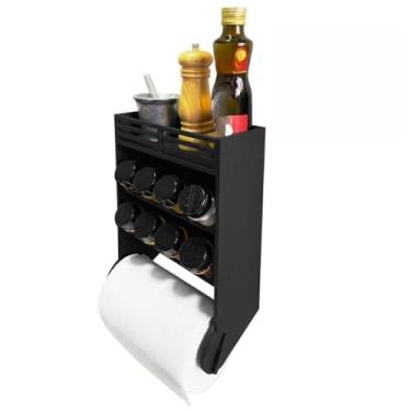 Imagem de Porta Temperos de Parede com 8 Potes 130ml – Tampa Dupla, Condimentos, Etiquetas, Organizador Cozinha MDF