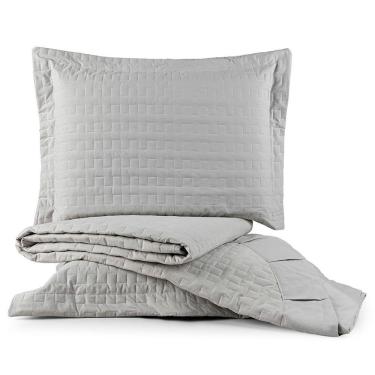 Imagem de Cobre Leito Colcha Padrão Milano 3 Peças Cinza - 100% Poliéster