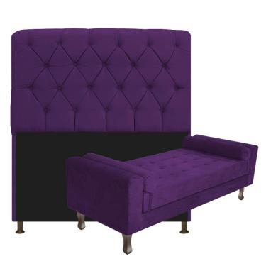 Imagem de Cabeceira Lady e Recamier Félix 100 Cm Solteiro Suede Roxo
