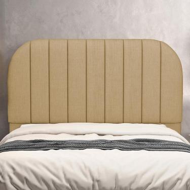 Imagem de Cabeceira Cama Box Casal Estofada Orgânica 140cm Alice W01 Linho Bege Escuro - Lyam Decor