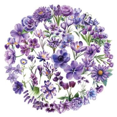 Imagem de Adesivos Romantic Purple Flower PET 50 unidades à prova d'água - yiwei