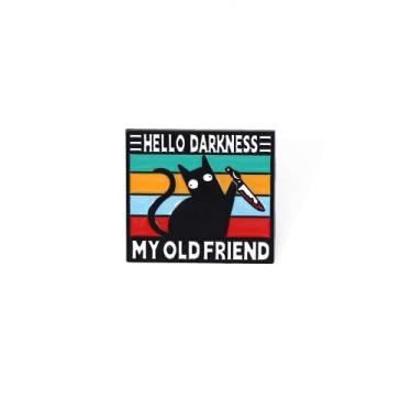 Imagem de Brooch Pin Funny Black Cat Hello Darkness, meu velho amigo - yiweisai
