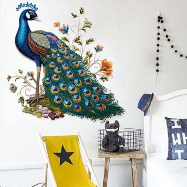 Imagem de Adesivos de parede Peacock Colorful Cartoon Animal Art Decalques - yiw