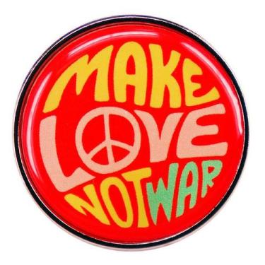 Imagem de Broche Make Love Not War, alfinete de lapela redondo retrô, símbolo da