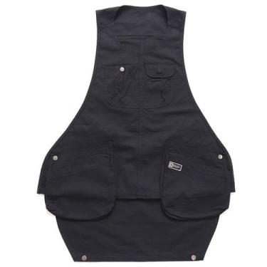 Imagem de Avental utilitário unissex sem mangas com design de vários bolsos - yi